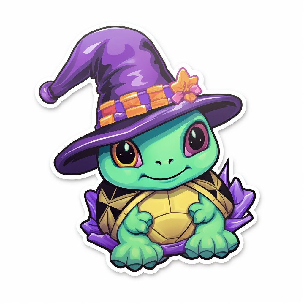 Cute witch turtle sticker