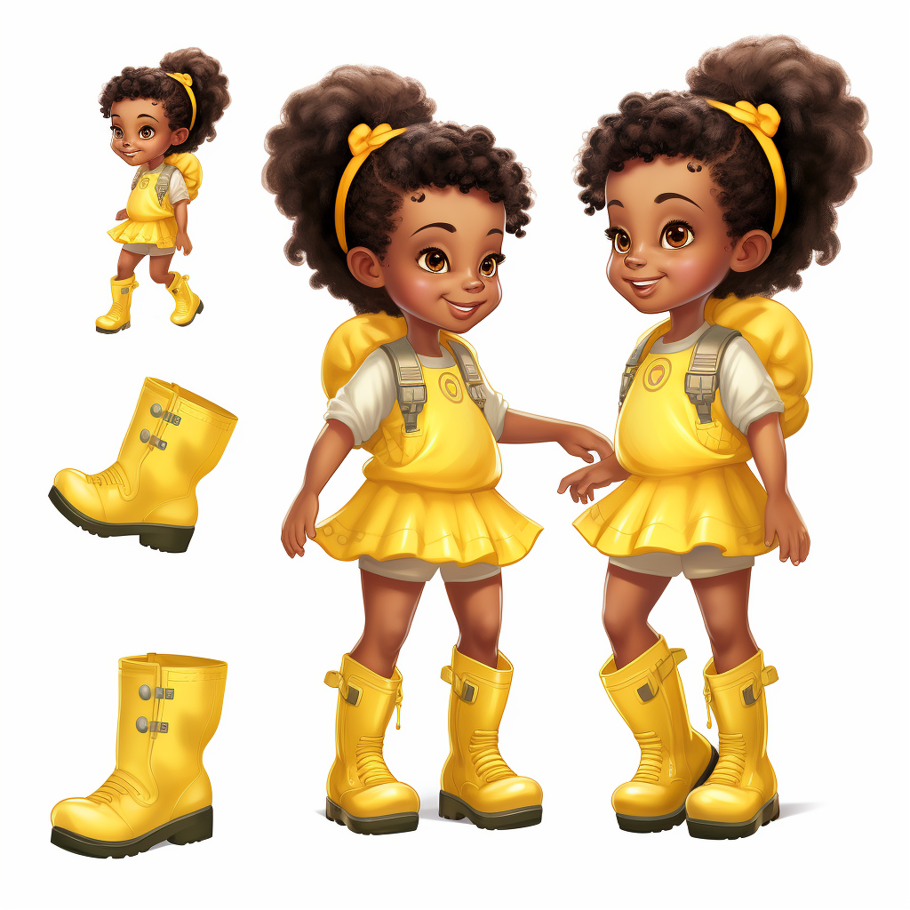 African American girl with yellow rainboots