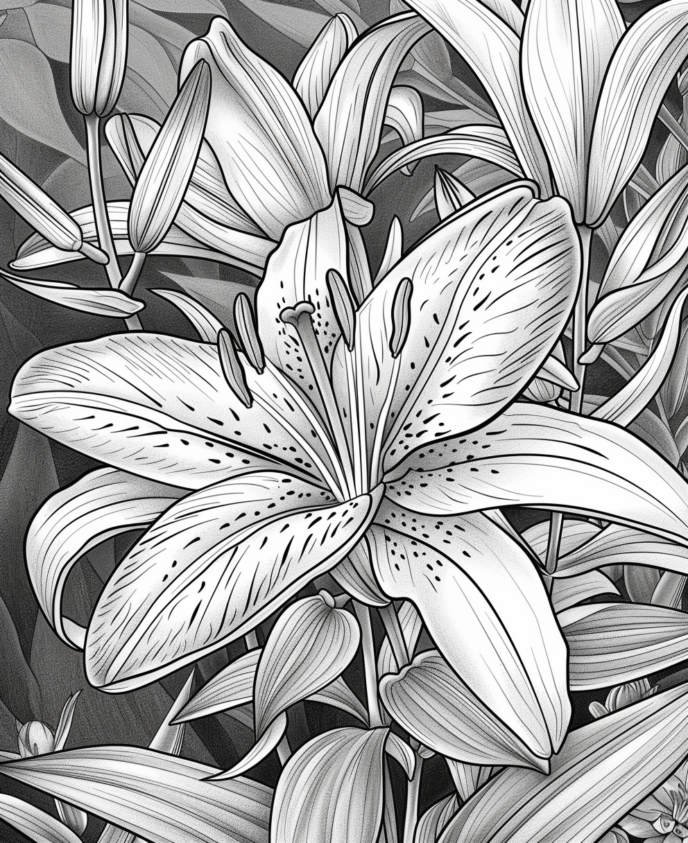 Lily Flower Coloring Page