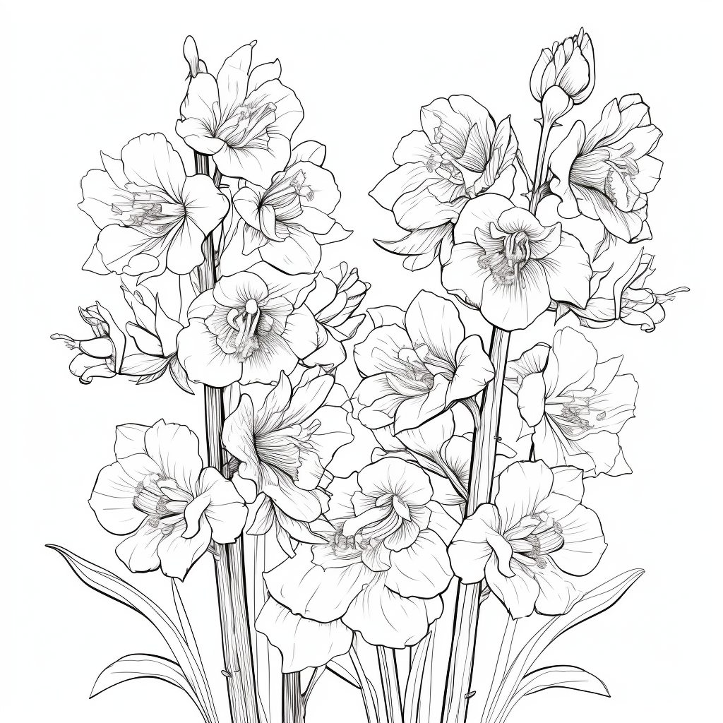 Delphinium Flowers Coloring Page