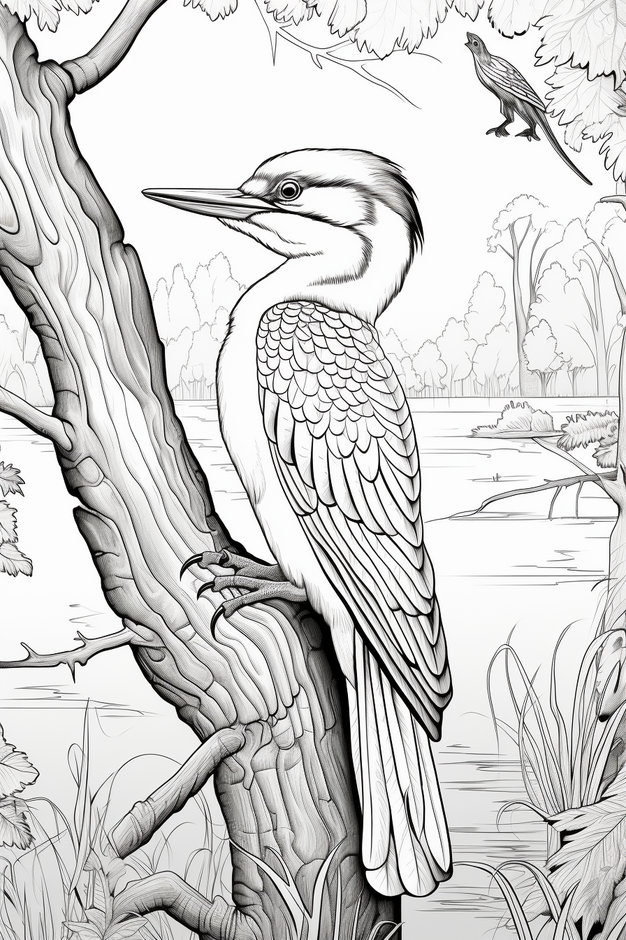 Pileated Woodpecker Adult Coloring Page