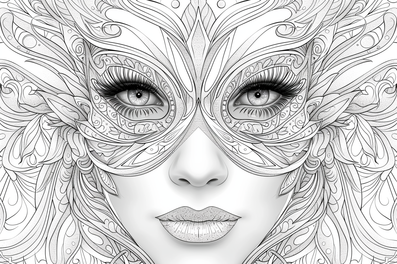 Adult Coloring Book Page Poly Shape Mask