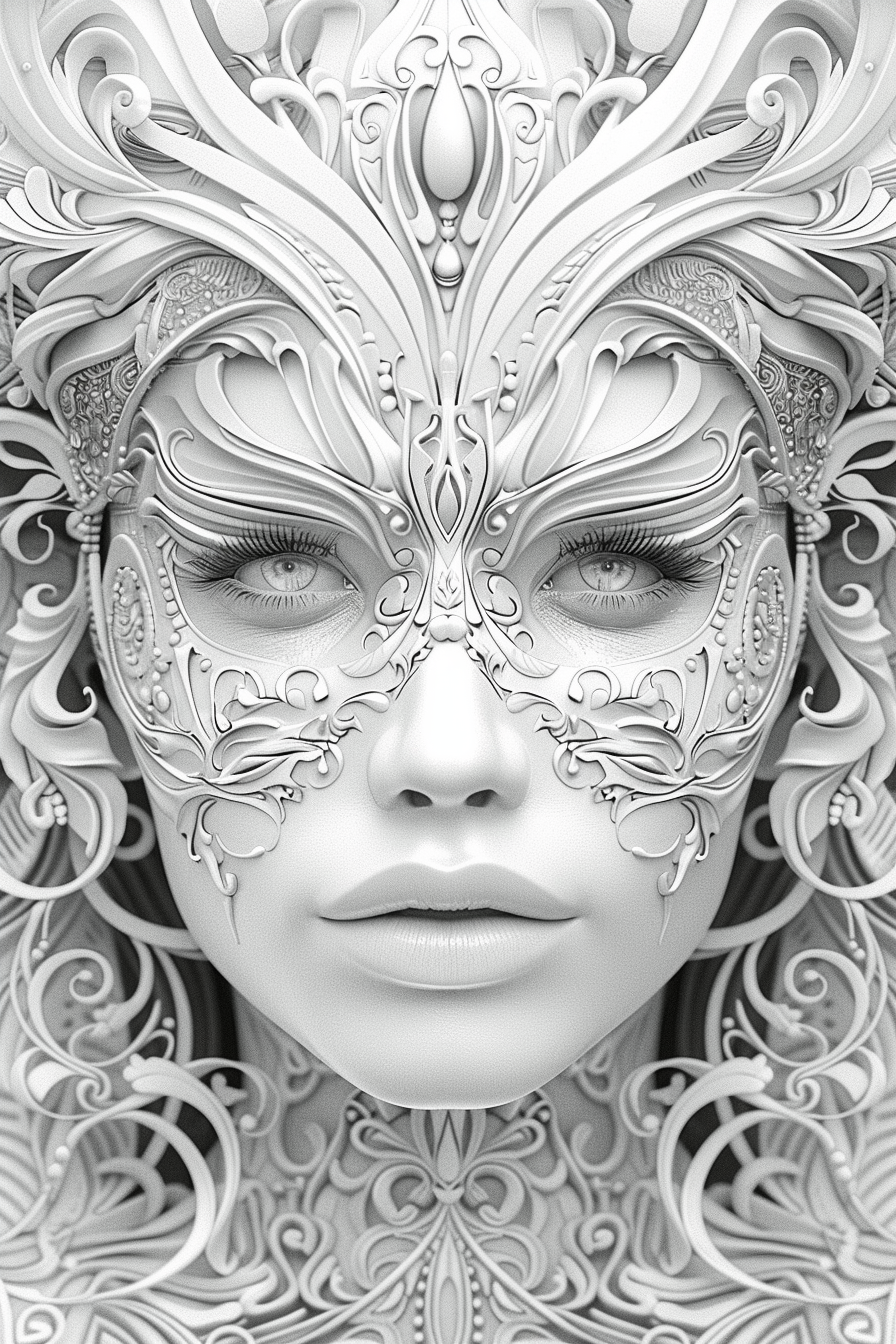 Adult Coloring Page with Poly Shape Mask