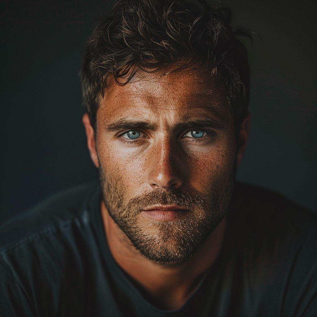 Adult man in t-shirt portrait