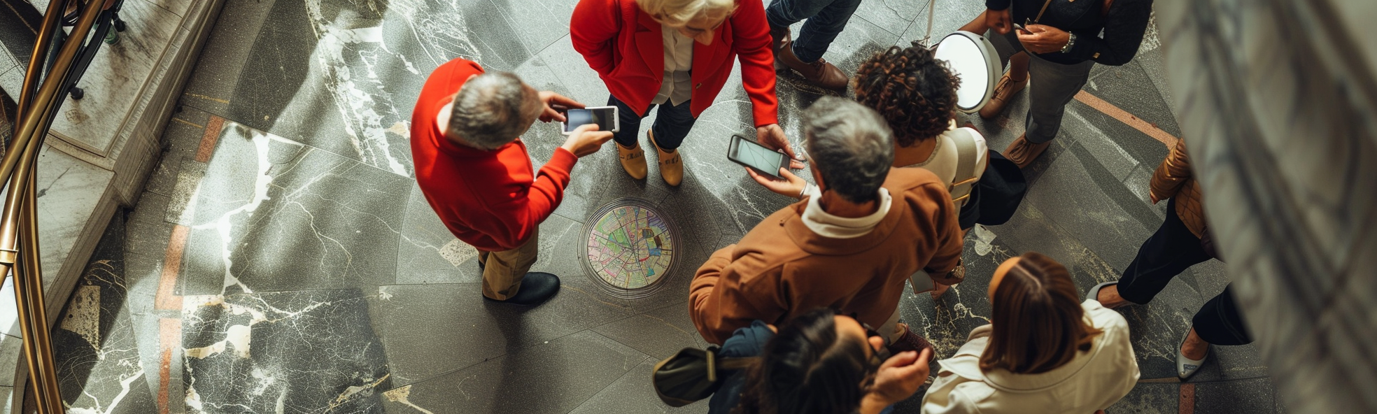 Group of adults looking at map