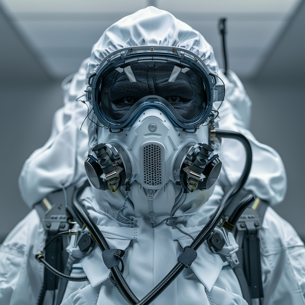 Close up portrait hazmat gear