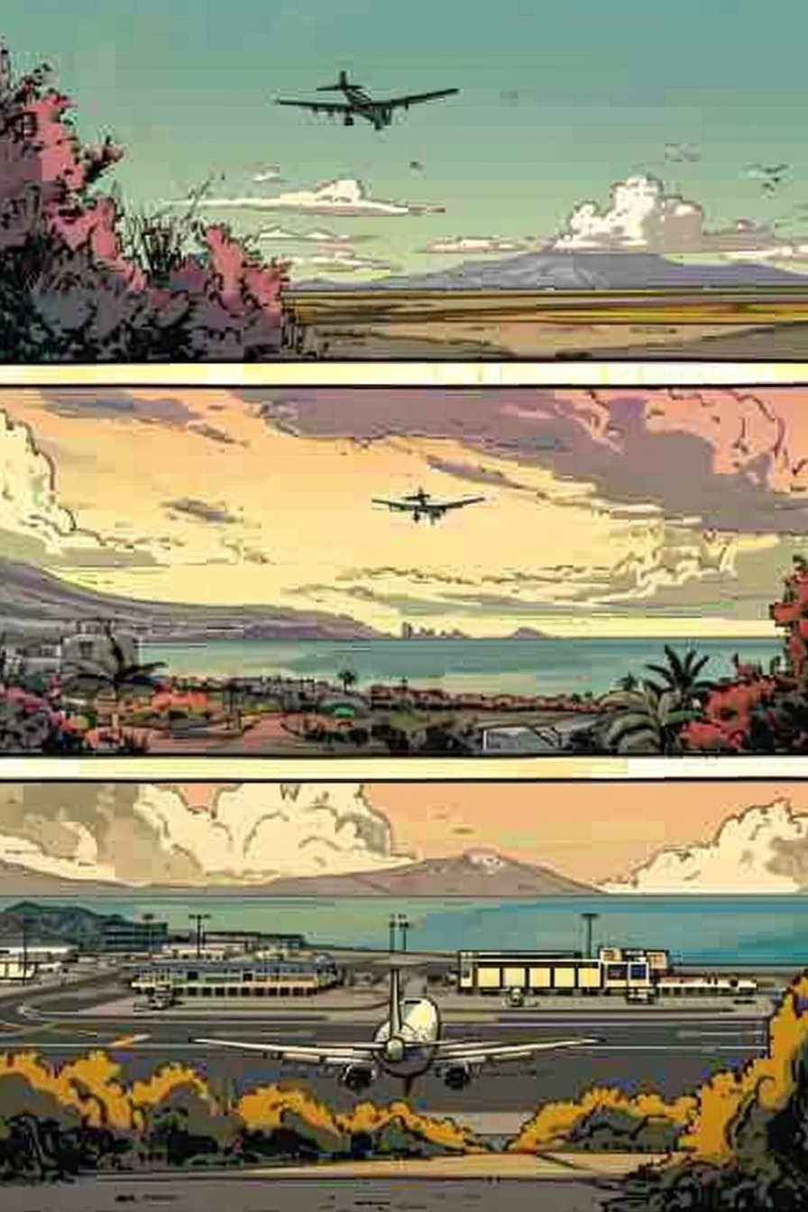 Comic strip about Tenerife North Airport