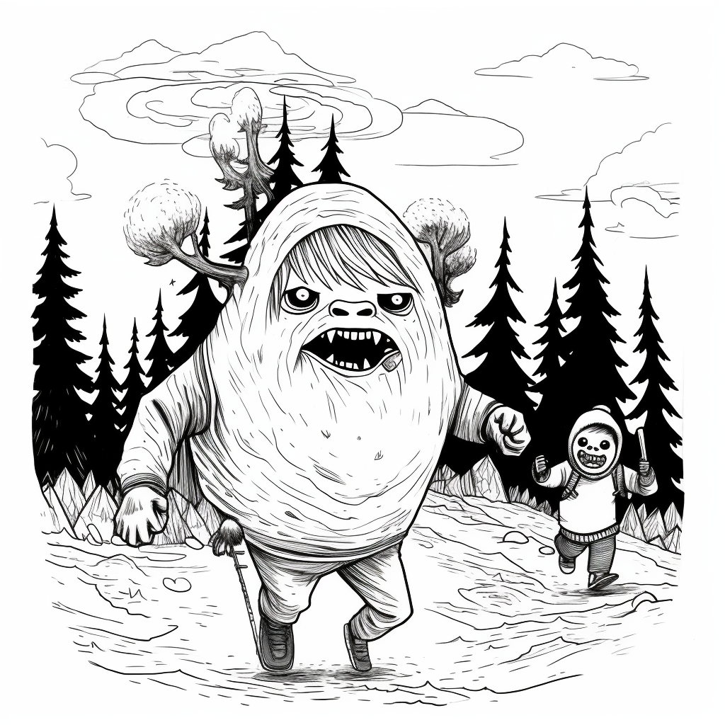 Adventure Time Cartoon Bigfoot Outline