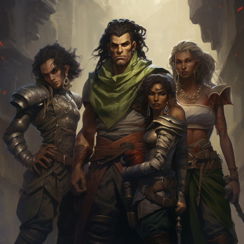 group of adventurers in fantasy world