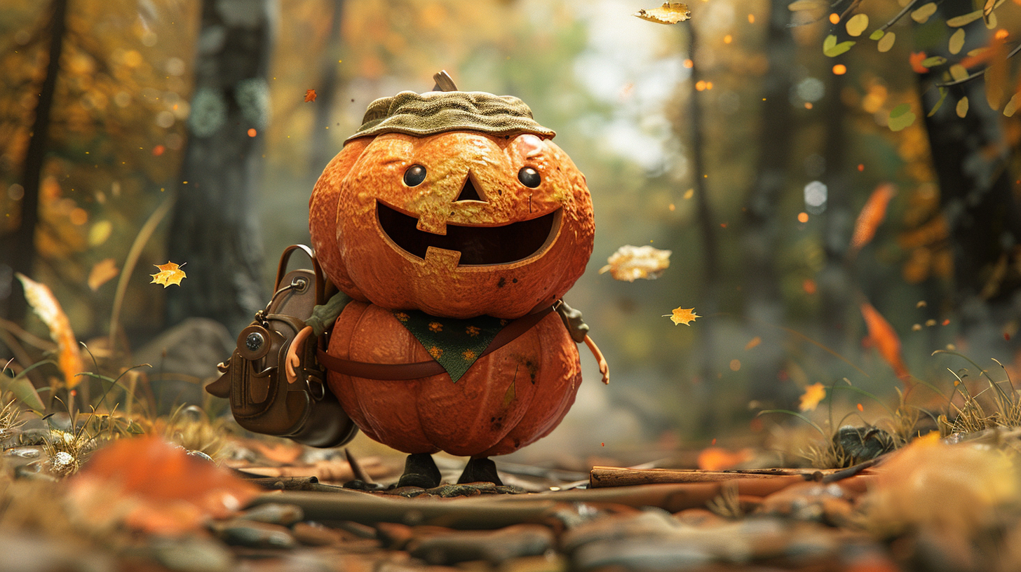 Pumpkin character explorer forest cinnamon