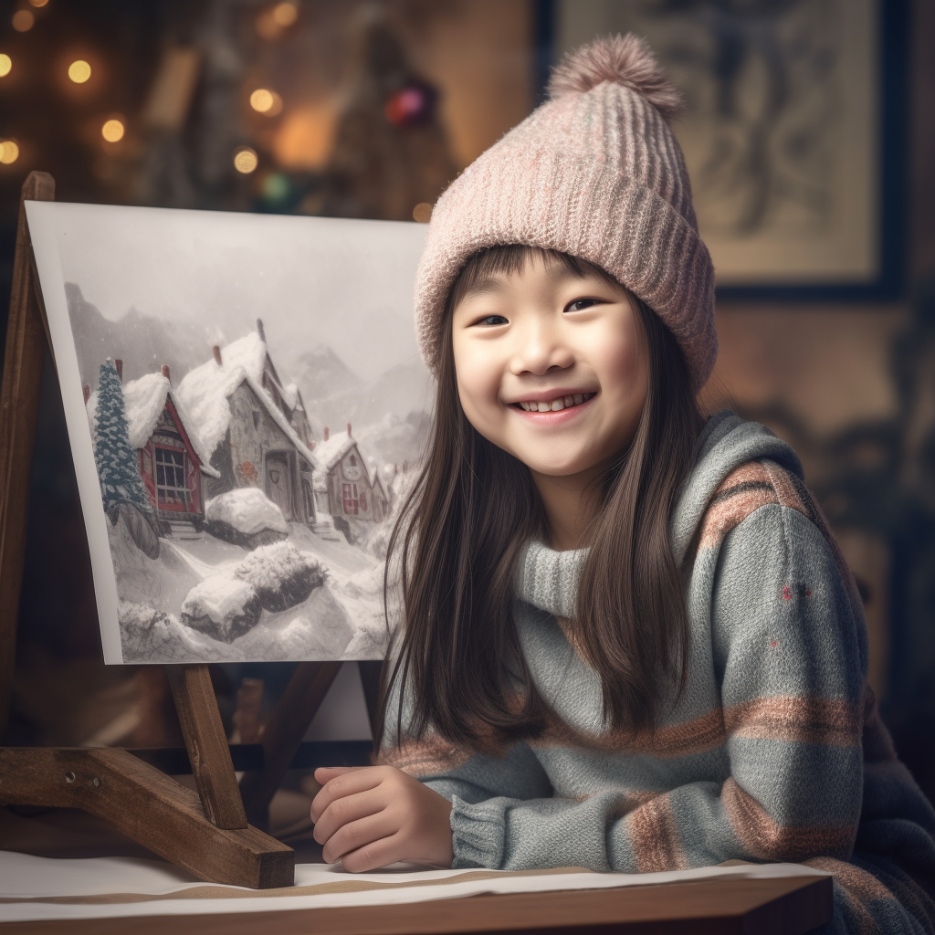 Smiling Asian Girl at Xmas