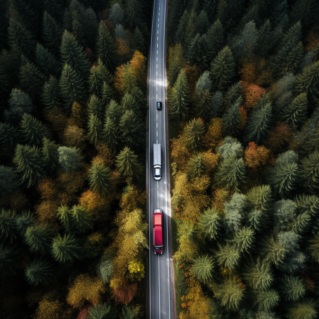 Semi truck in forest