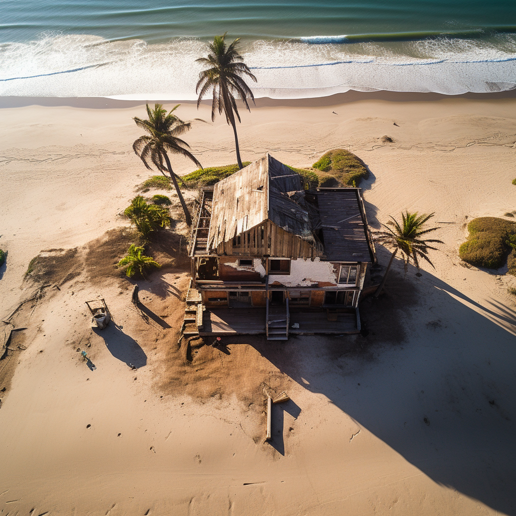 Beautiful beach house aerial view