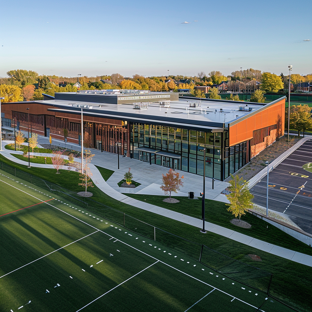 Aerial view recreational center space