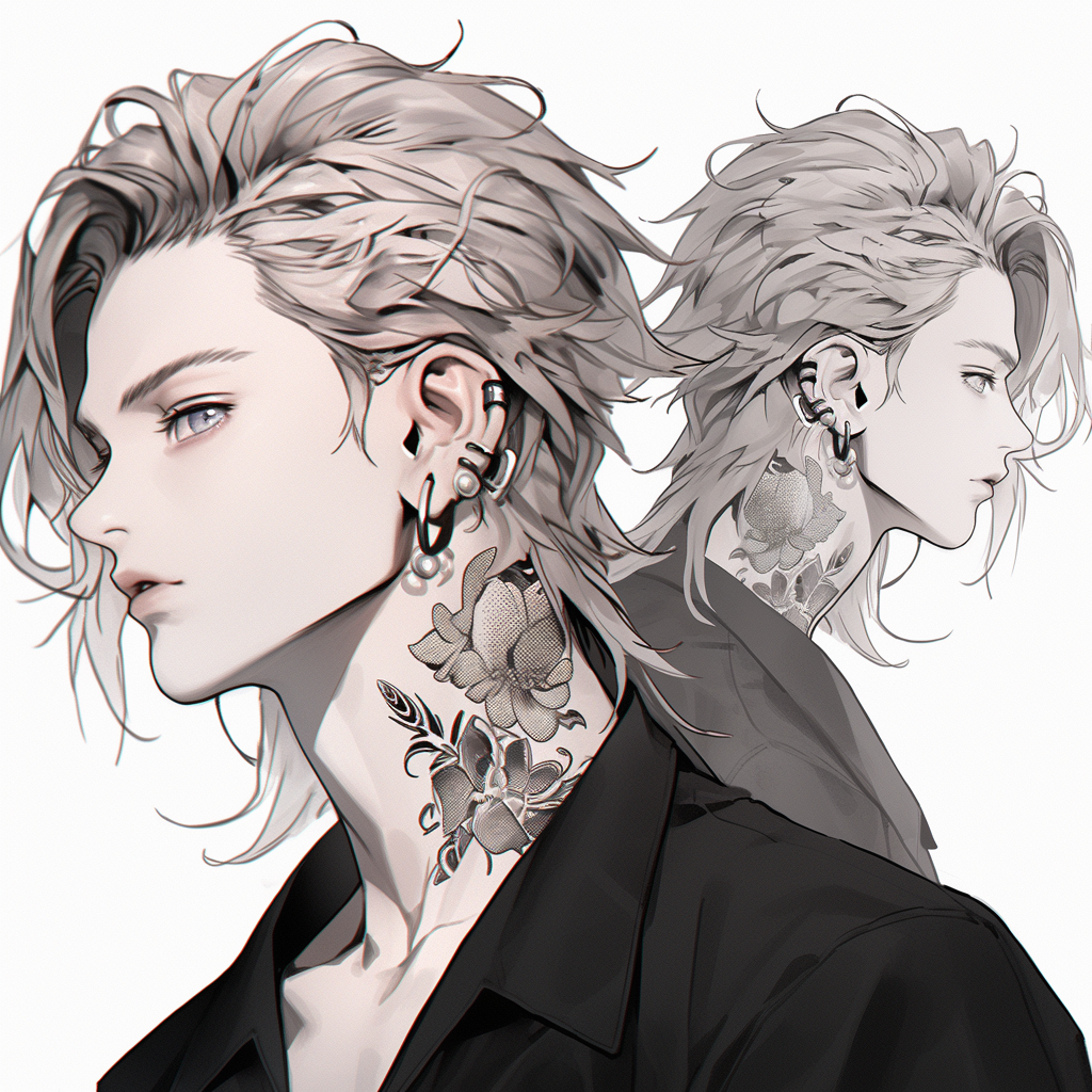 Anime character with aesthetic features and tattoos