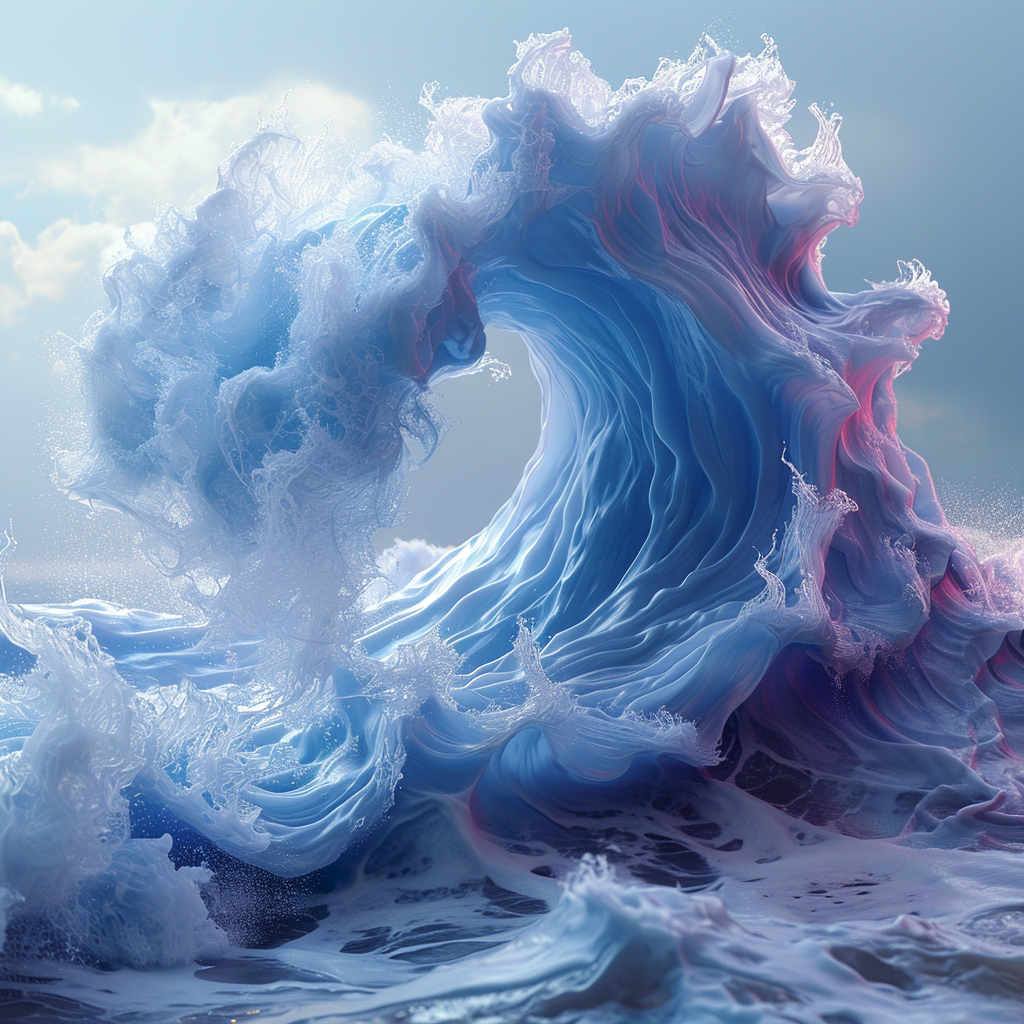 Aesthetic blue wave with foam