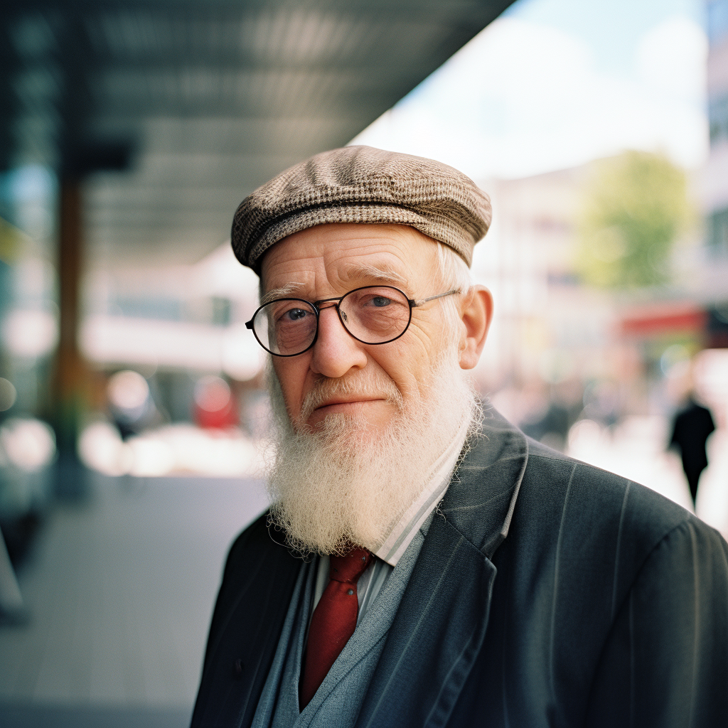 Elderly man wearing glasses in Oslo, Norway