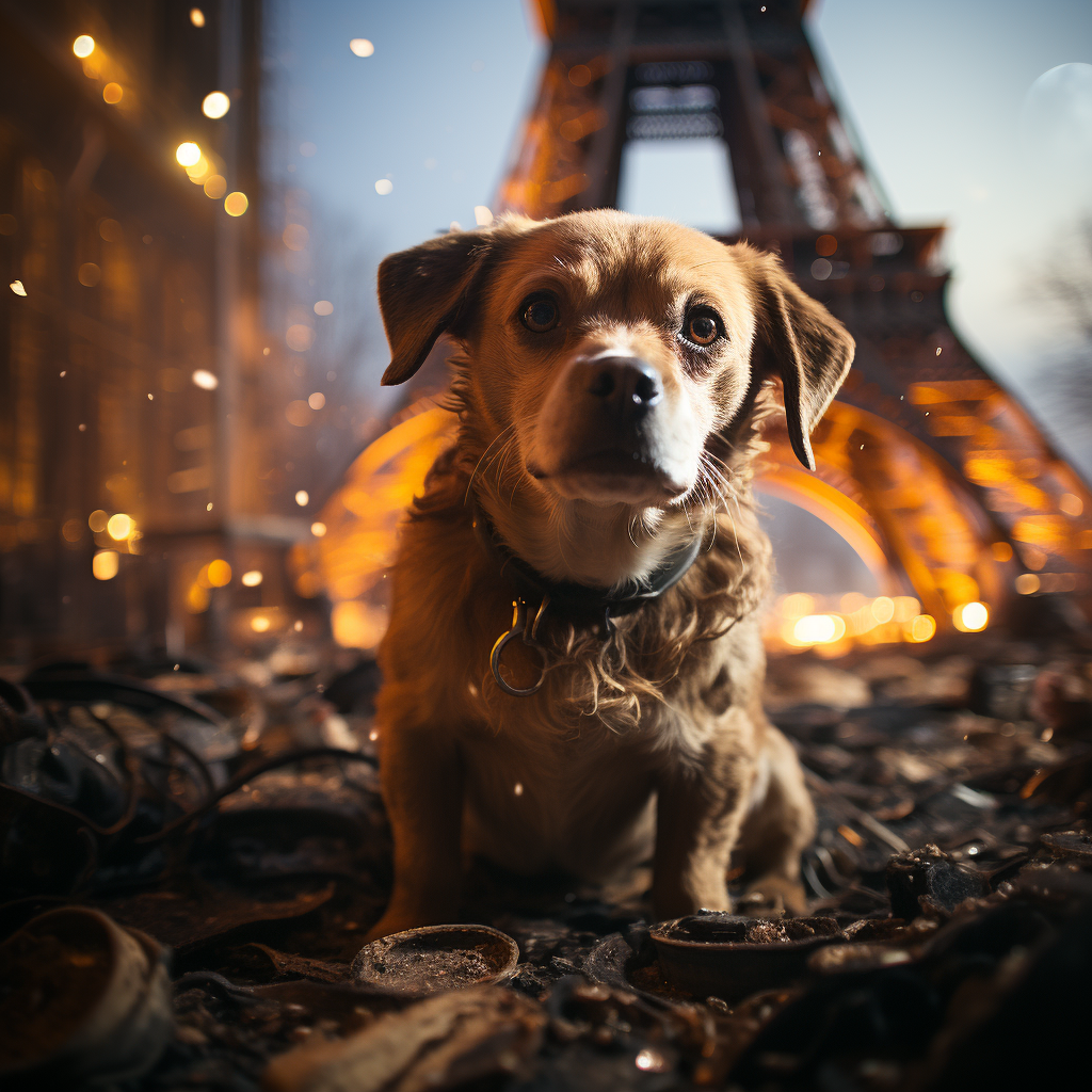 Dogs scared of explosions under Eiffel Tower