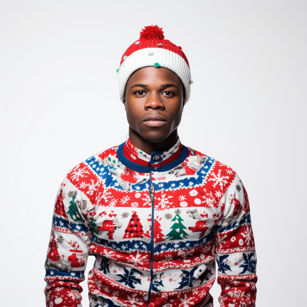 Stylish African-American Christmas Model in Fashion