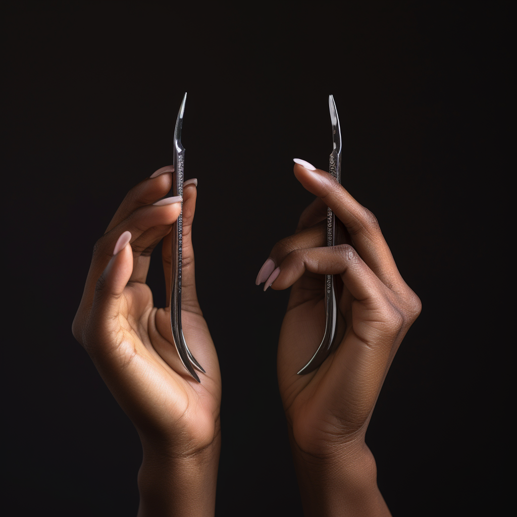 Woman's hand using tweezers for grooming