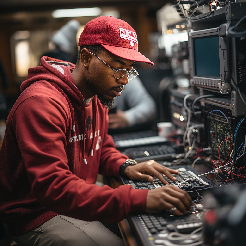 African American HBCU student with video equipment