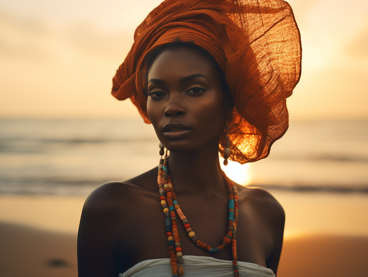 An African American woman on a beach