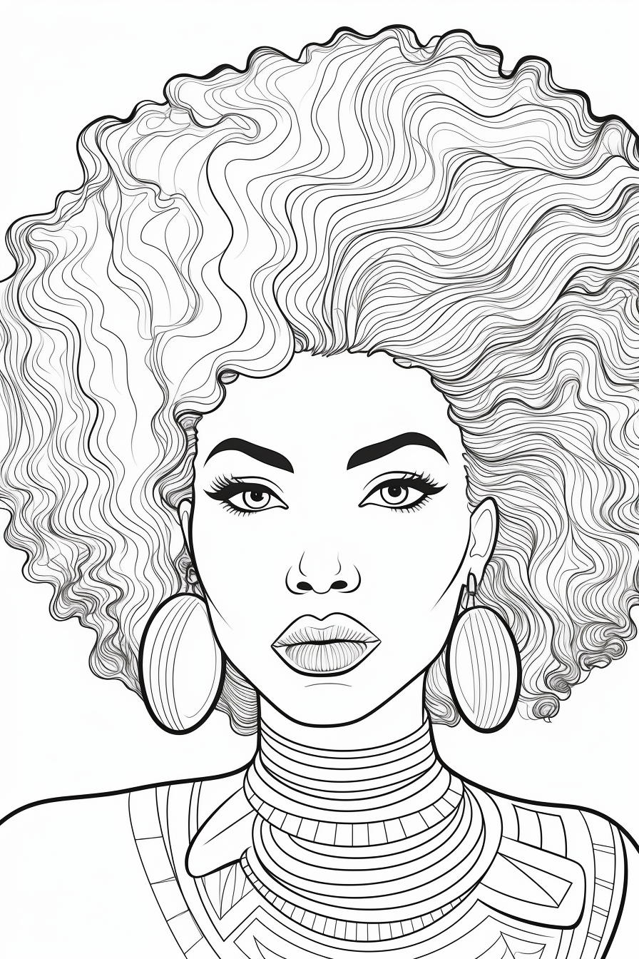 Coloring page of an African American woman