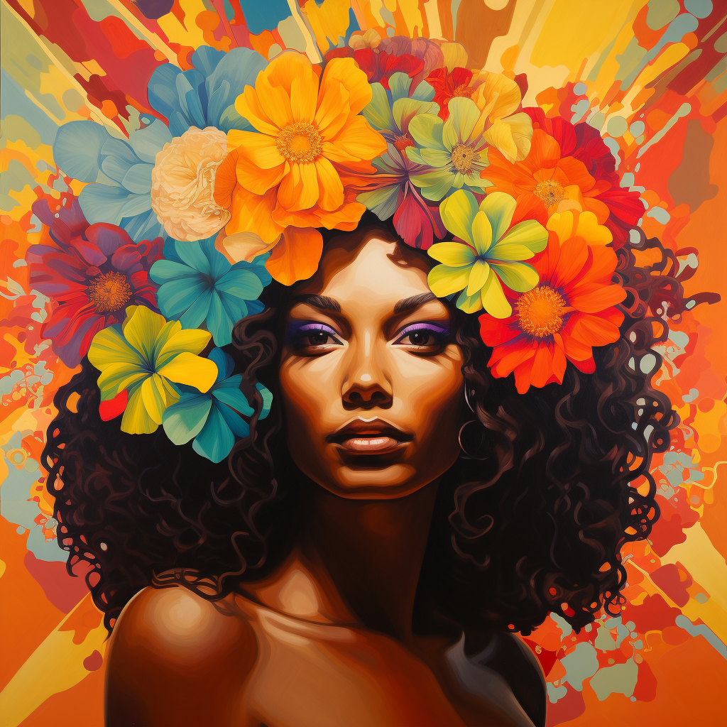 African American woman in bright flower