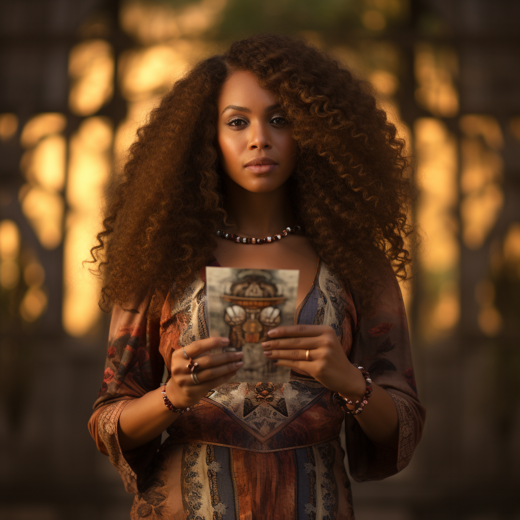 Beautiful African American woman with long curly hair