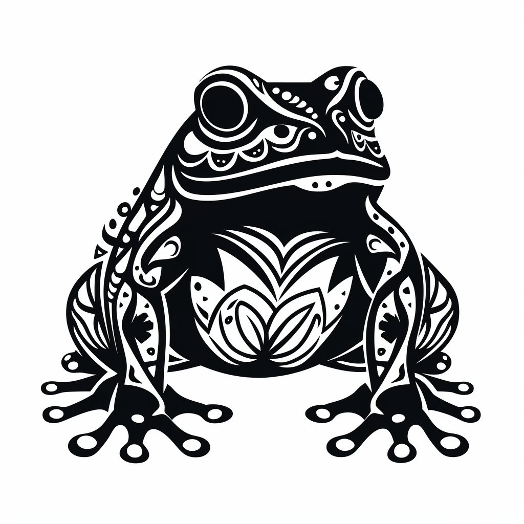 African bullfrog graphic in black and white