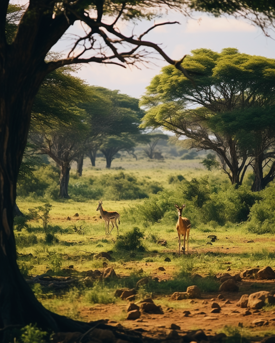 African Bushvelt with Animals and Trees