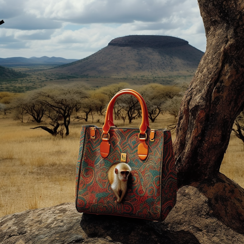 Colorful African-Chinese Handbag in the Wilderness