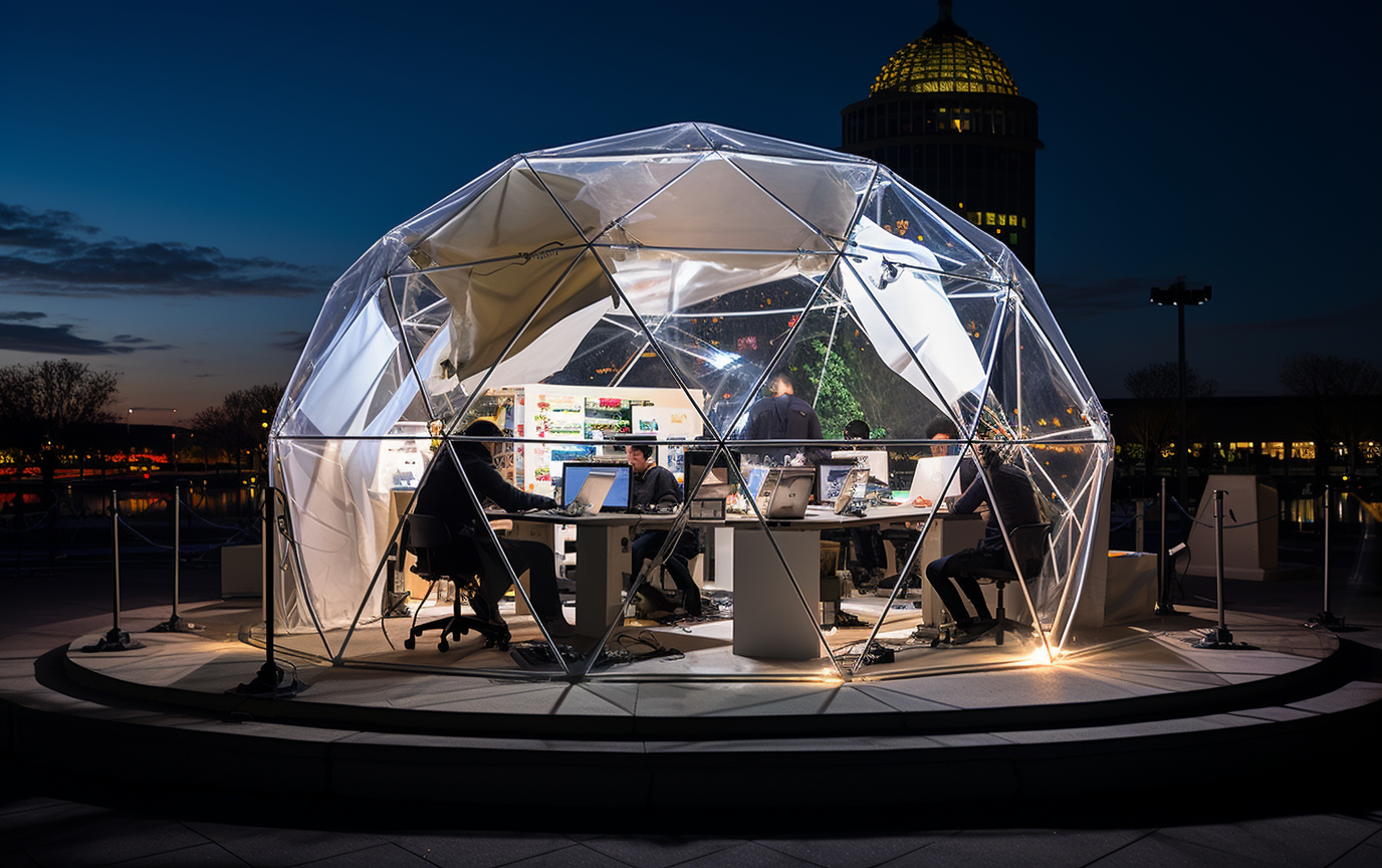 Geodesic dome STEM lab with solar panels