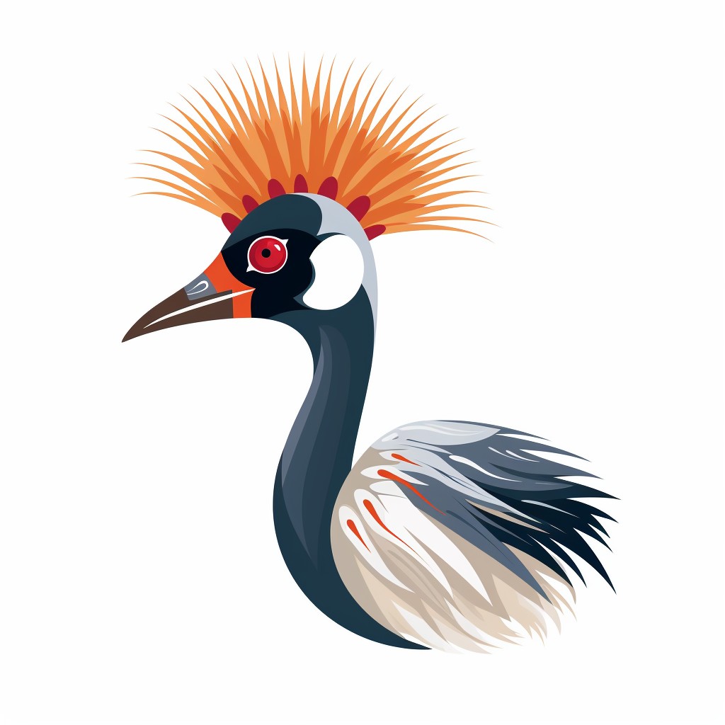 Cute African crowned crane on white