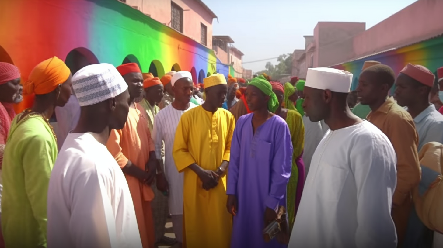 African doctor speaking to happy crowd