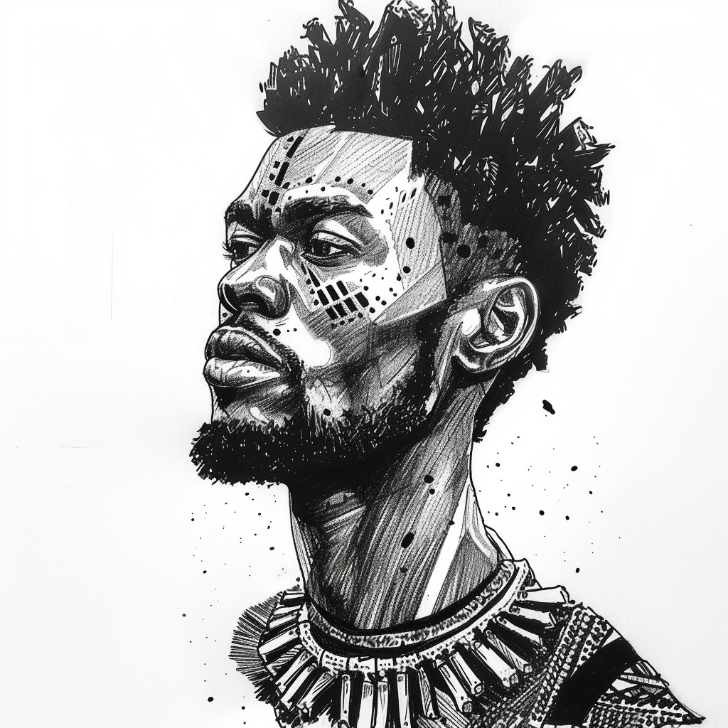 African man coloring book illustration