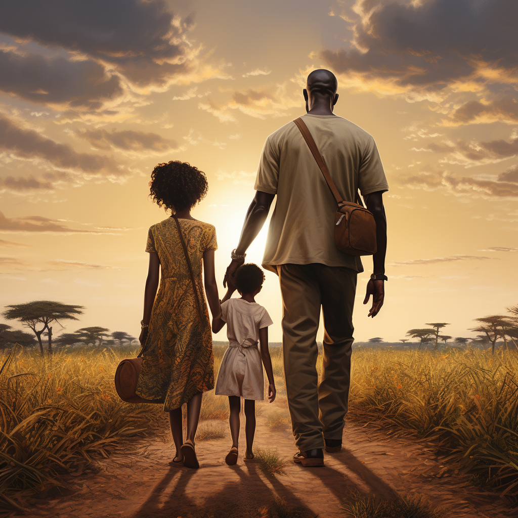 African Man and Daughter Together