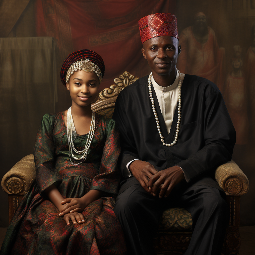 Father and Daughter in African Wedding Attire