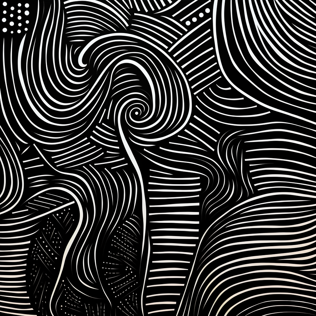 African Minimal Black White Pattern Art