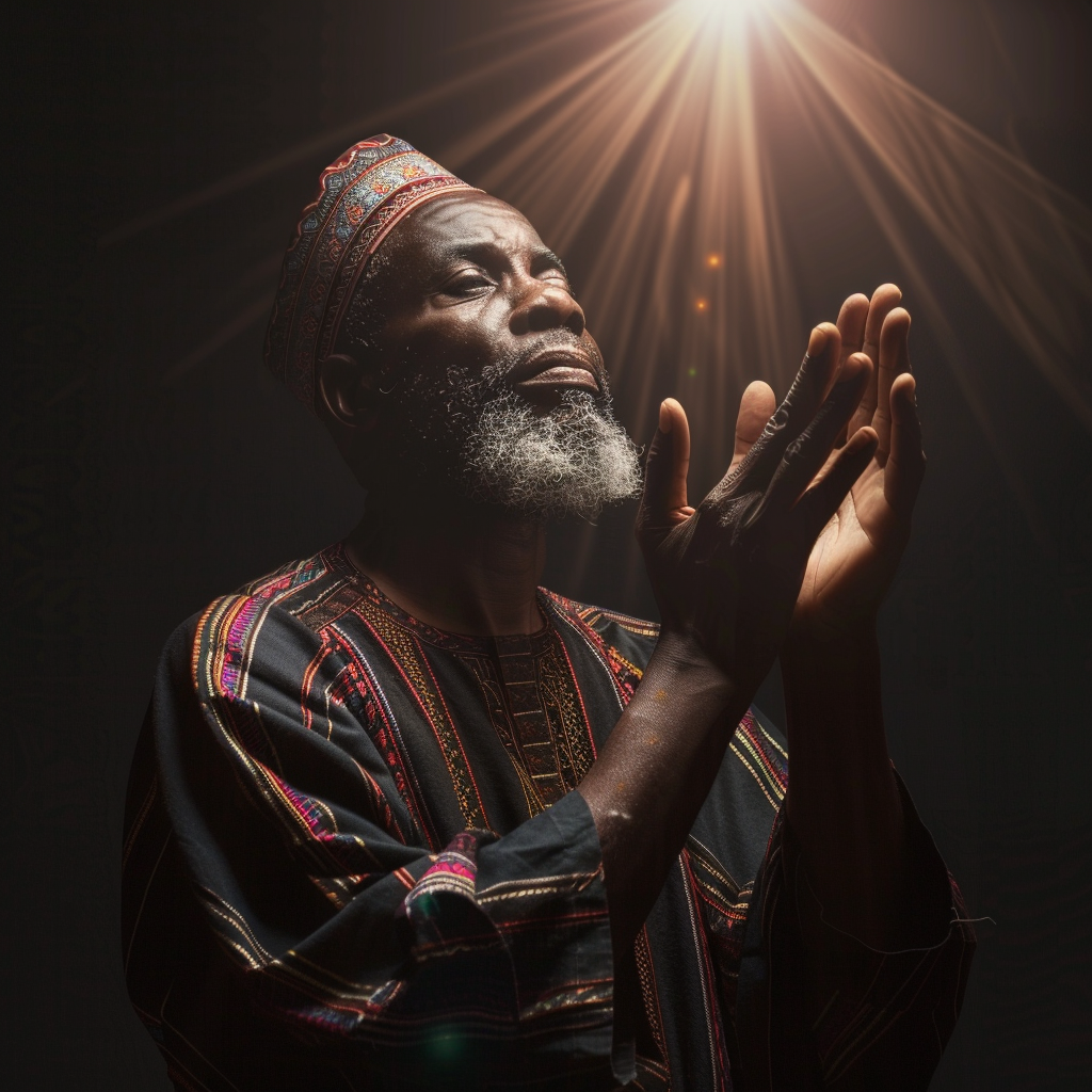 African Muslim Scholar Praying Light