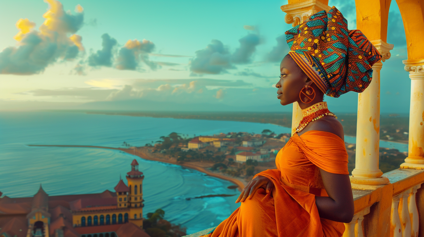 African queen surveying kingdom