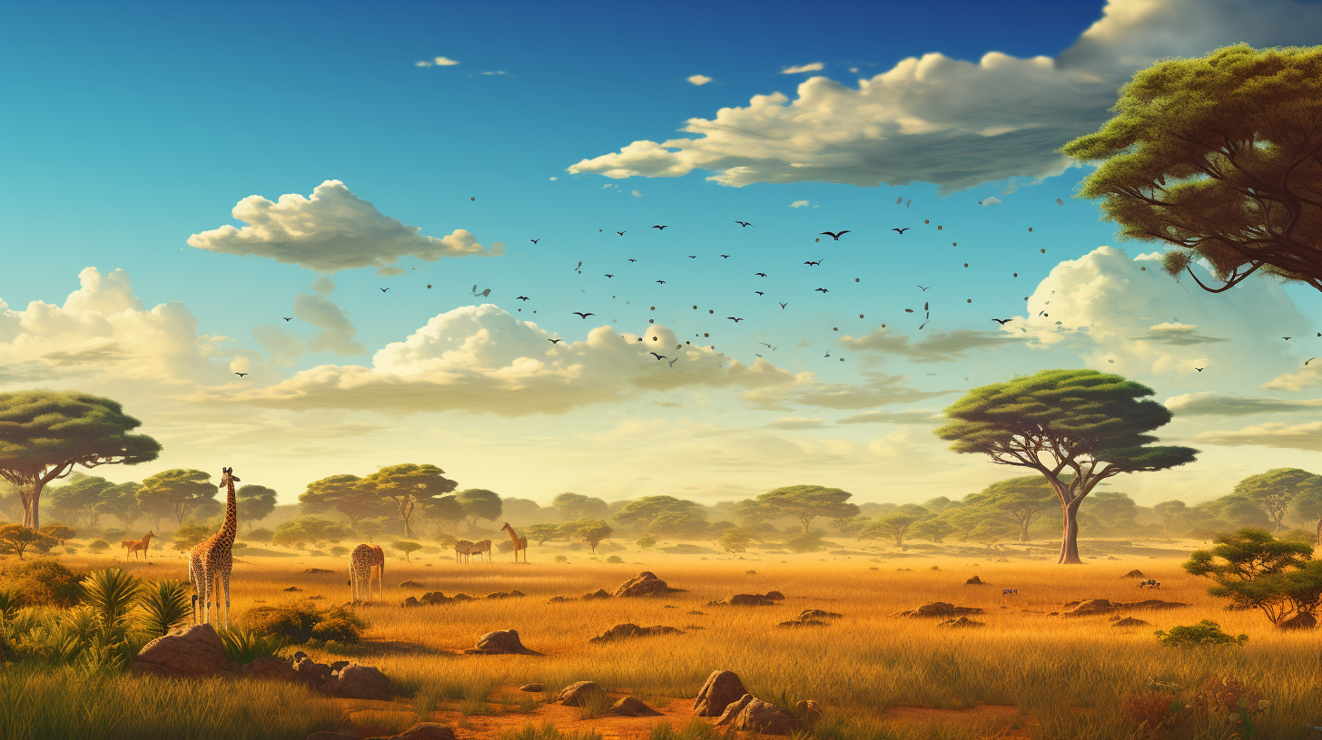 African Savannah landscape with depth of field