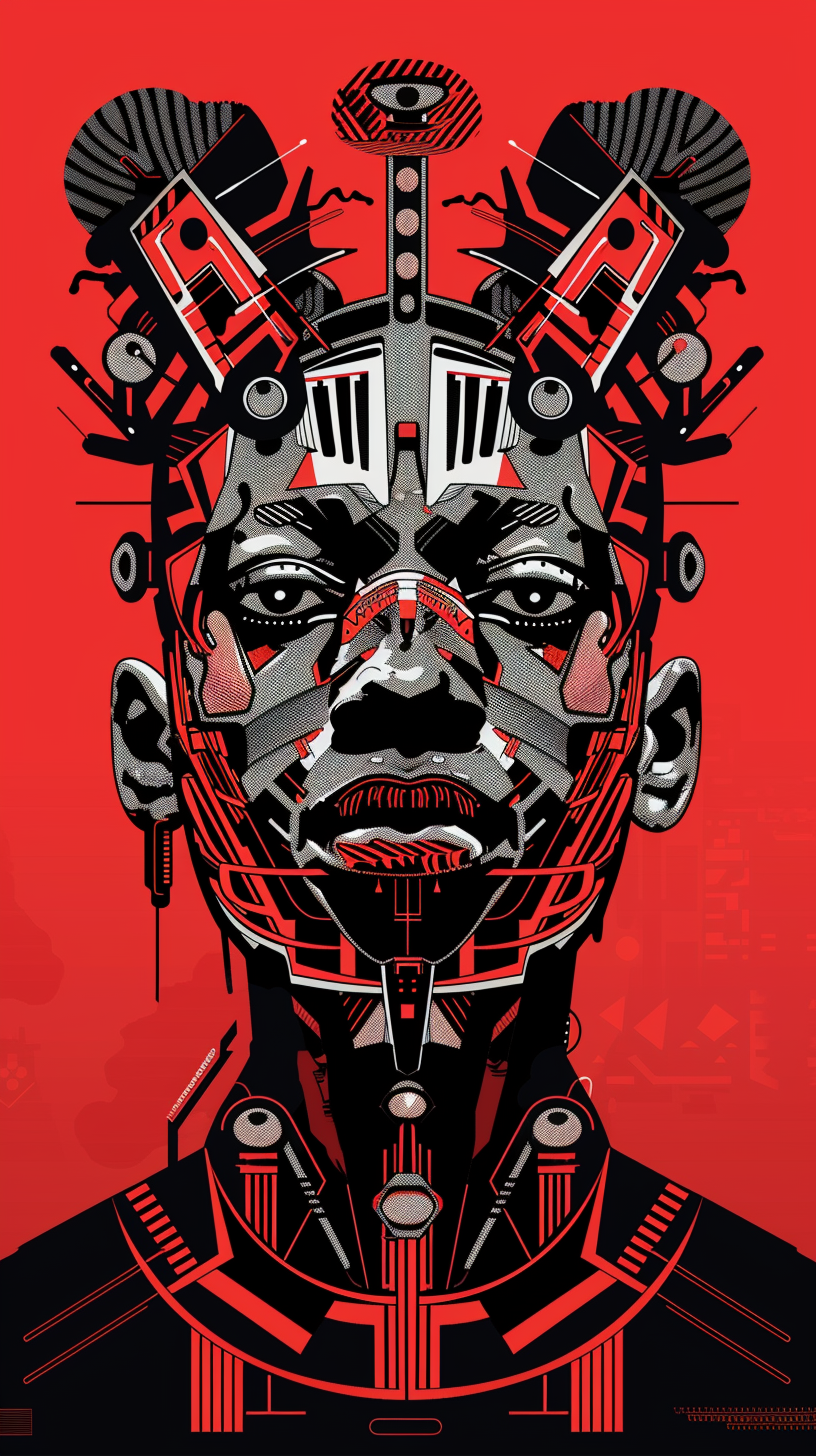 African Tribal Cyberpunk Characters Art