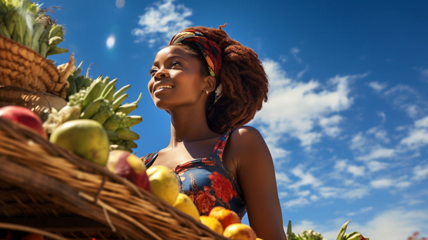 African woman at fruit and vegetable market