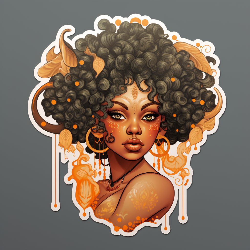 African woman in Capricorn sticker art