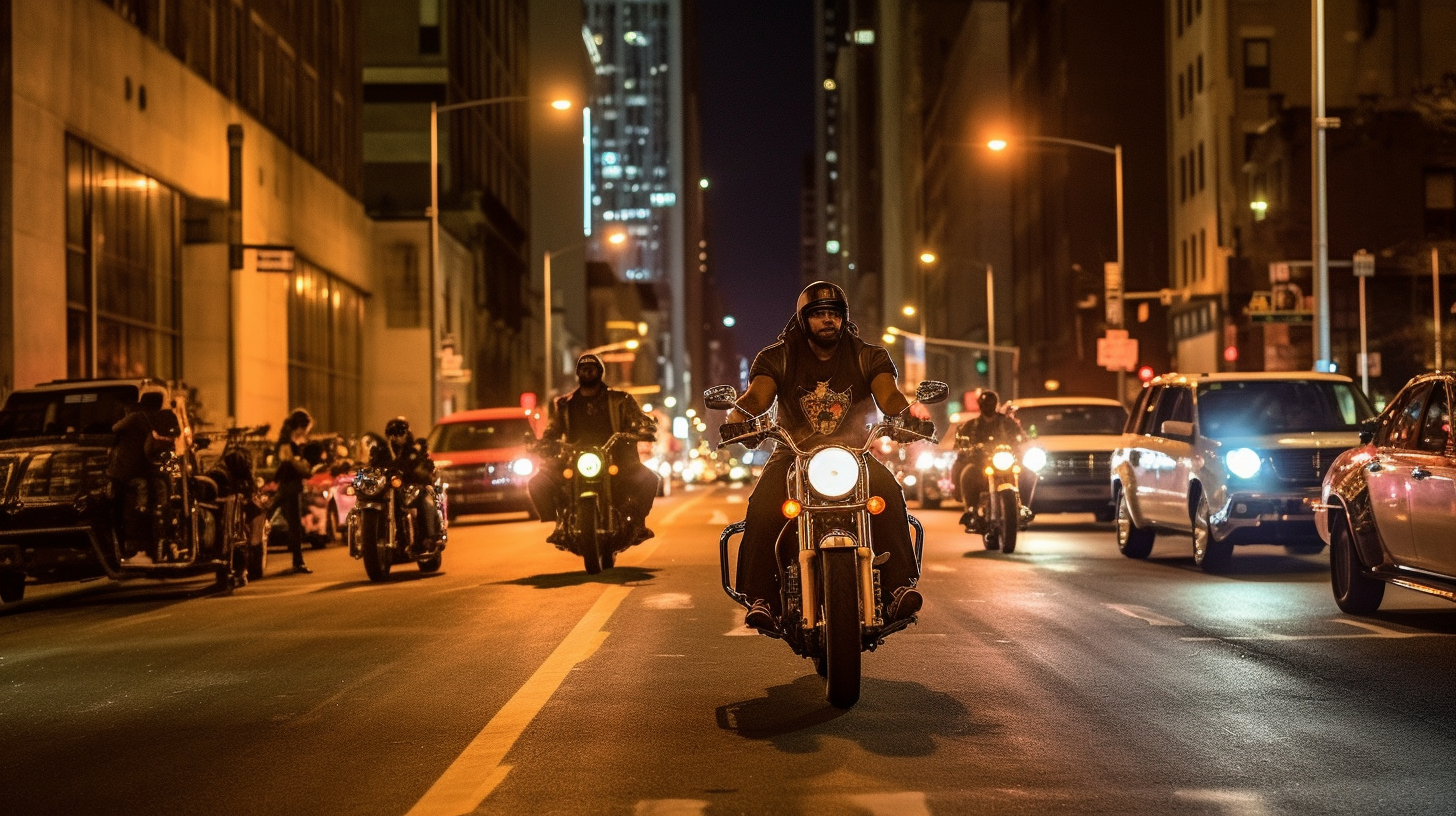 Group of African-American bikers assembling