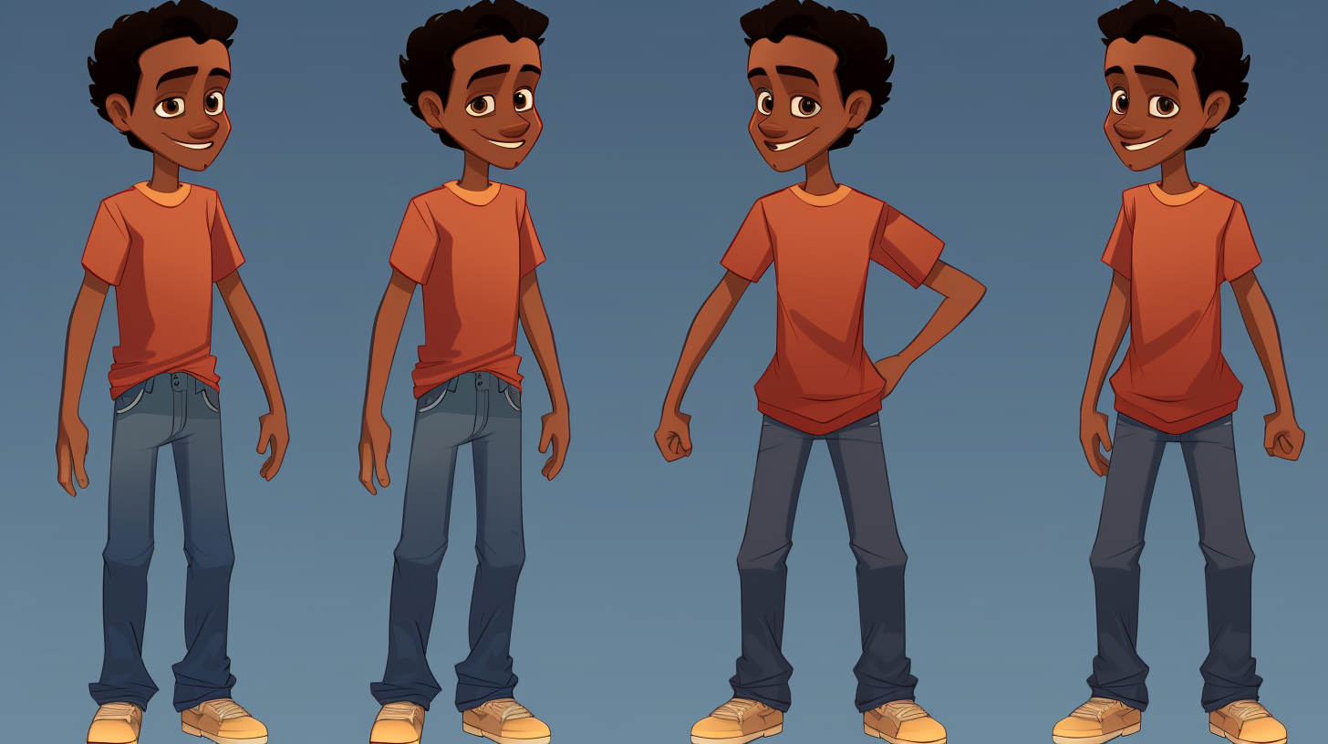 Young African American boy in various poses and expressions