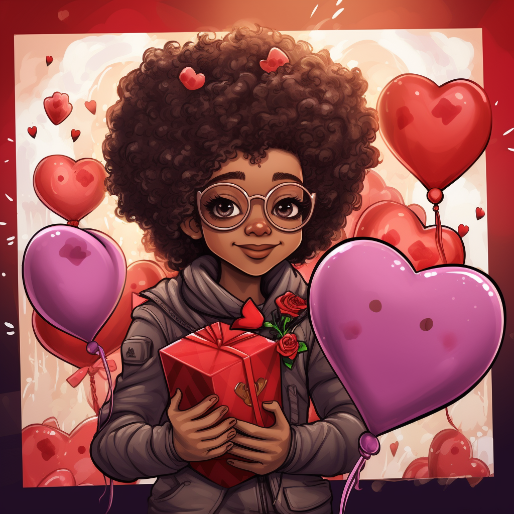 Cute African American Chibi Valentine Design