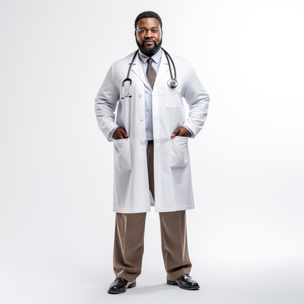 Serious African American Doctor with Open Hands