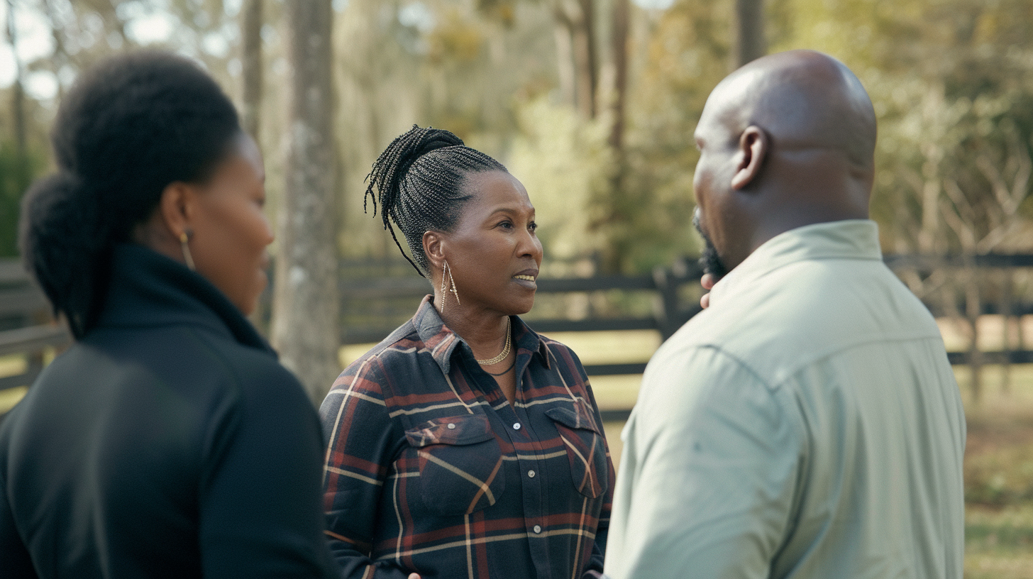 African American female in equine therapy session